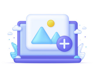 3d picture with plus sign on computer vector image
