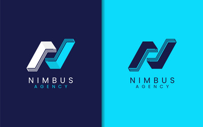 abstract initial letter n with 2 modern shape vector image