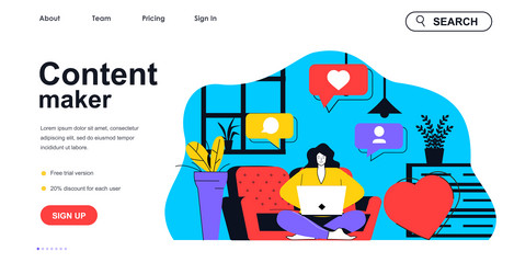content maker concept for landing page template vector image