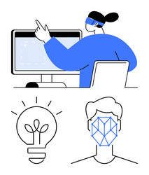 digital innovation with ai face recognition vector image