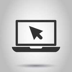 laptop notebook with mouse cursor icon in flat vector image