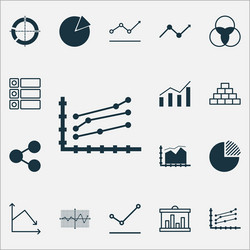 set of graphs diagrams and statistics icons vector image
