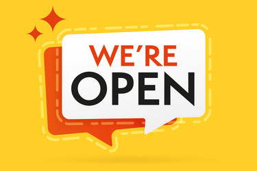 we are open announcement banner template vector