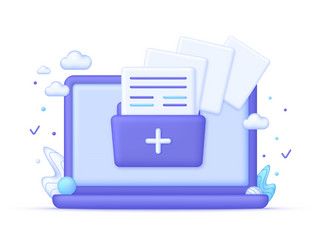 3d folder symbol on computer vector image
