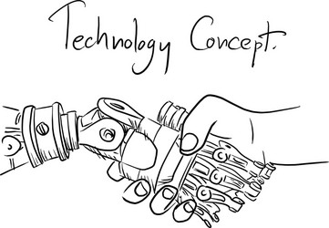 Artificial intelligence robot handshake vector