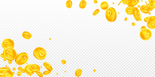 Russian ruble coins falling scattered gold rub Vector Image