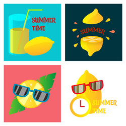 Summer time poster with cute in cartoon vector