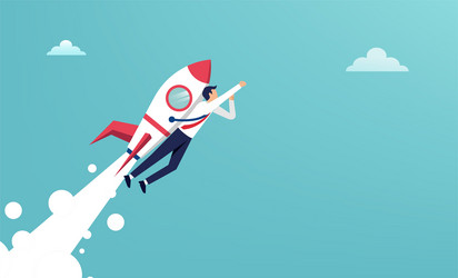 businessman flying with jet pack success vector