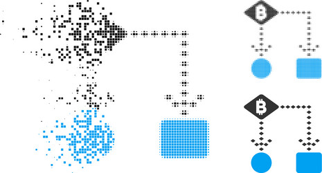 dissolving dotted halftone bitcoin algorithm vector image