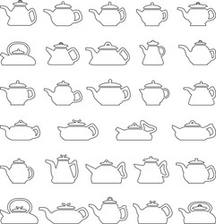 Line icons pot and kettle collection vector