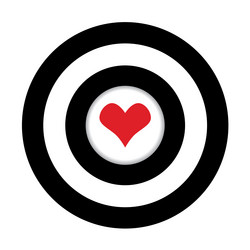 Paper heart in the center of darts target aim vector