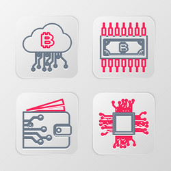 set line brain as digital circuit board vector image