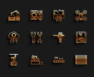 set line wireless controlling cctv security camera vector image
