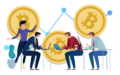golden bitcoins chart up background graph vector image