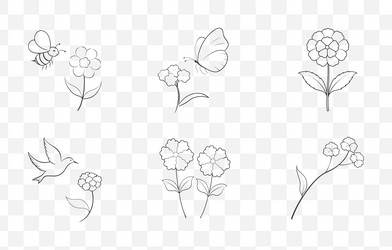 print detailed verbena line art set Vector Image