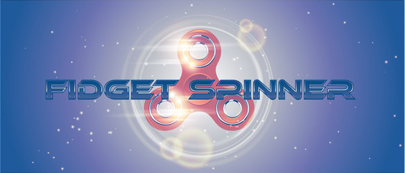 Rotating fidget finger spinner web banner vector