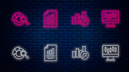set line document with graph chart financial vector image