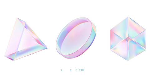 set of colored 3d objects on a white background vector image