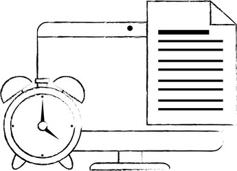 electronic document with computer and alarm vector image