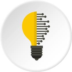 lightbulb with microcircuit icon circle vector image