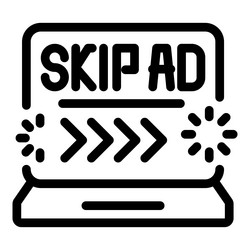 skip ad button showing on laptop screen vector image