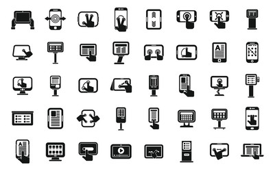 touchscreen icons set simple phone system vector