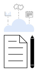cloud-based data management featuring document vector image