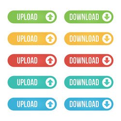 colorful upload and download web button set vector image