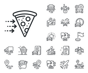 food delivery line icon salami pizza sign plane vector