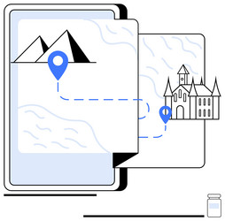journey map concept with landmarks and navigation vector image