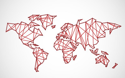 polygonal abstract world map with connected lines vector image