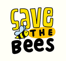 Save bees banner with typography and insect vector