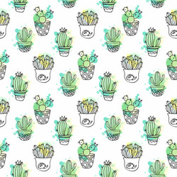 seamless pattern with cactus colorful vector image