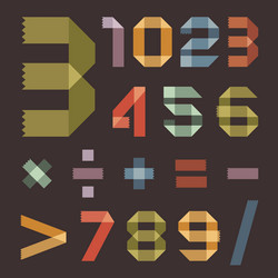 Font from colored scotch tape - arabic numerals vector