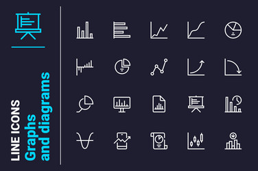 graphs and diagrams analysis icons set vector image