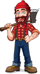 Lumberjack lean on the wood log Royalty Free Vector Image