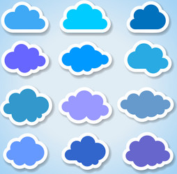 set of 16 paper colorful clouds vector image