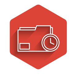 white line document folder with clock icon vector image
