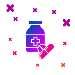 Color medicine bottle and pills icon isolated vector