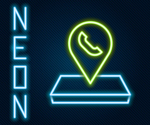 glowing neon line map pointer with telephone vector image