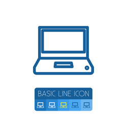 isolated computing outline monitor element vector image