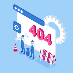isometric error 404 page layout design vector image