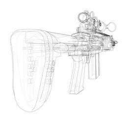 machine gun rendering of 3d vector