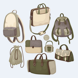 Set muzhchky bags color khaki for shop vector