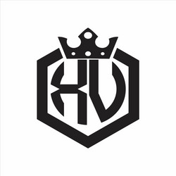 Xv logo monogram with hexagon shape and outline Vector Image