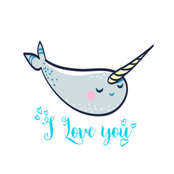 cute card with manatee vector