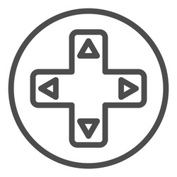 Joystick button with arrows line icon game pad vector