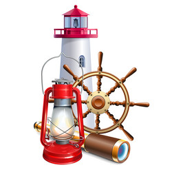 Lighthouse with Kerosene Lamp vector image