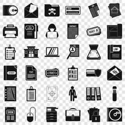 Right document icons set simple style vector