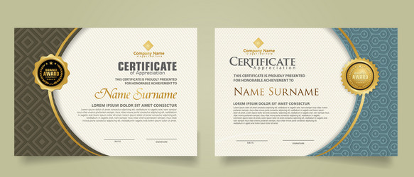 set modern certificate template with dynamic vector image